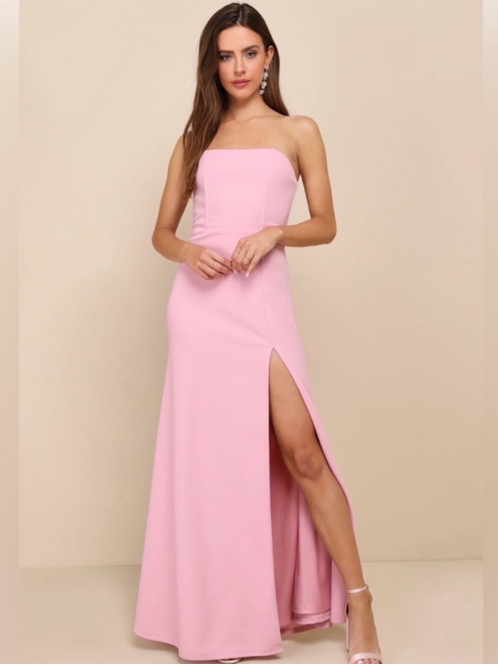 Lulus Night of Compliments Strapless Bustier Maxi Dress -
Rose Pink